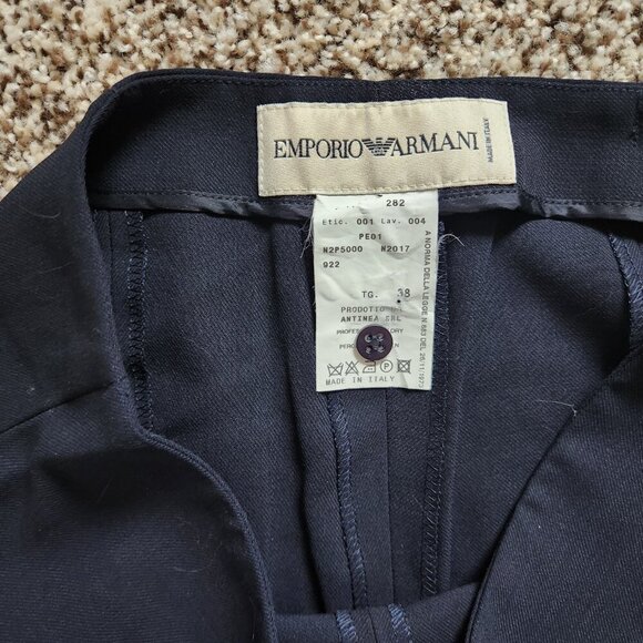 EMPORIO ARMANI Womens Black Wool Dress Pants Slacks Size 38 26 Wide Leg Unhemmed - Picture 4 of 4